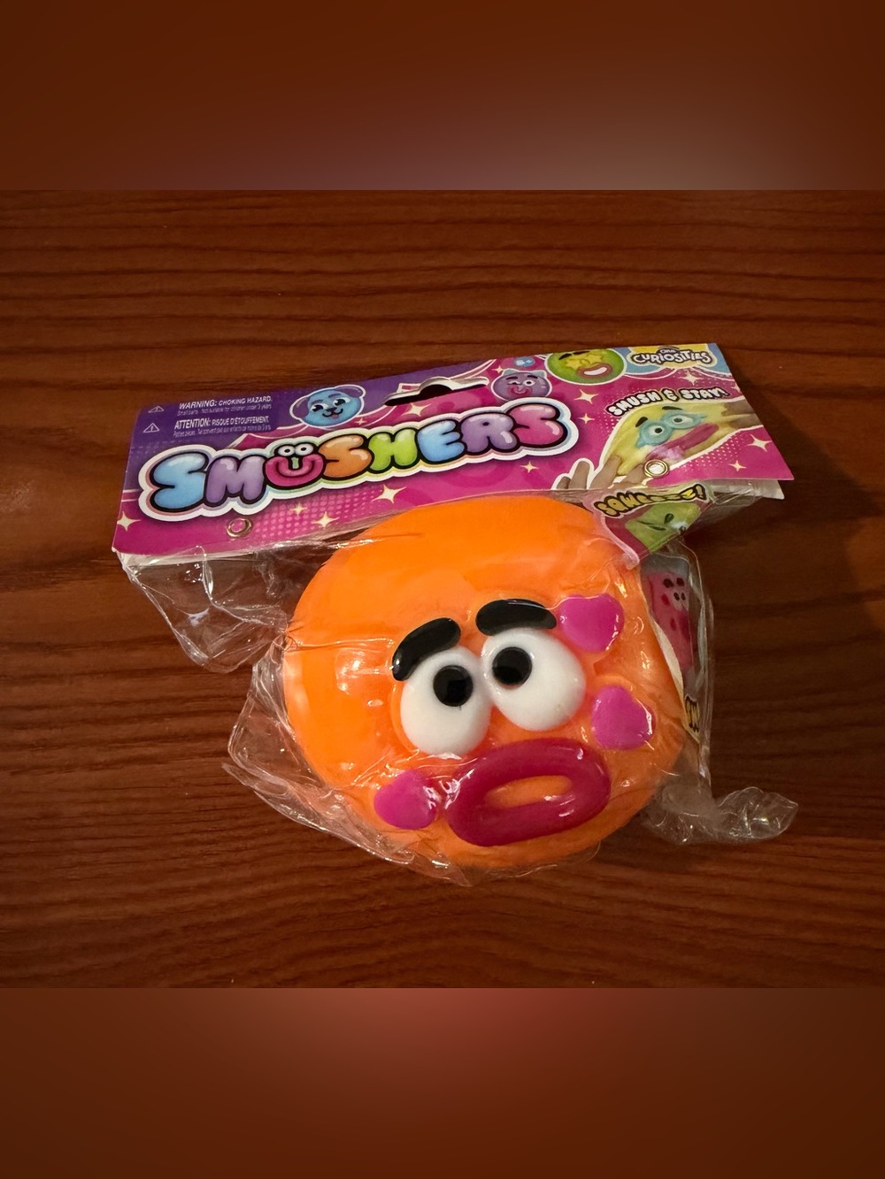 ORB Curiosities SMUSHERS Squishy, Orange Face w/Heart Cheeks